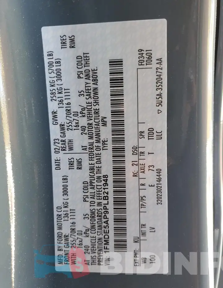 1FMDE5AP9PLB21948 Photo# 13