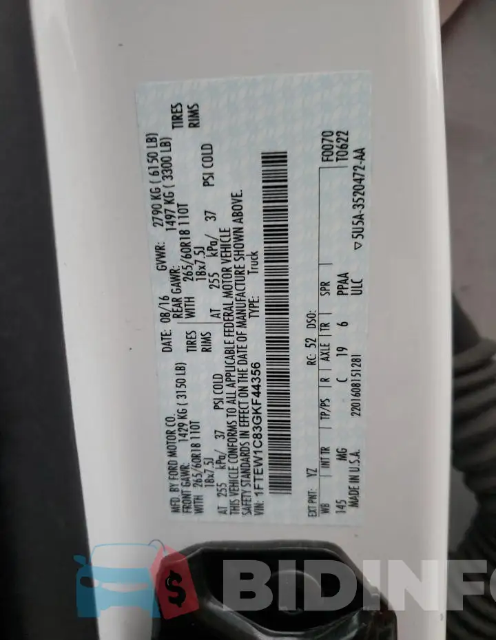 1FTEW1C83GKF44356 Photo# 12