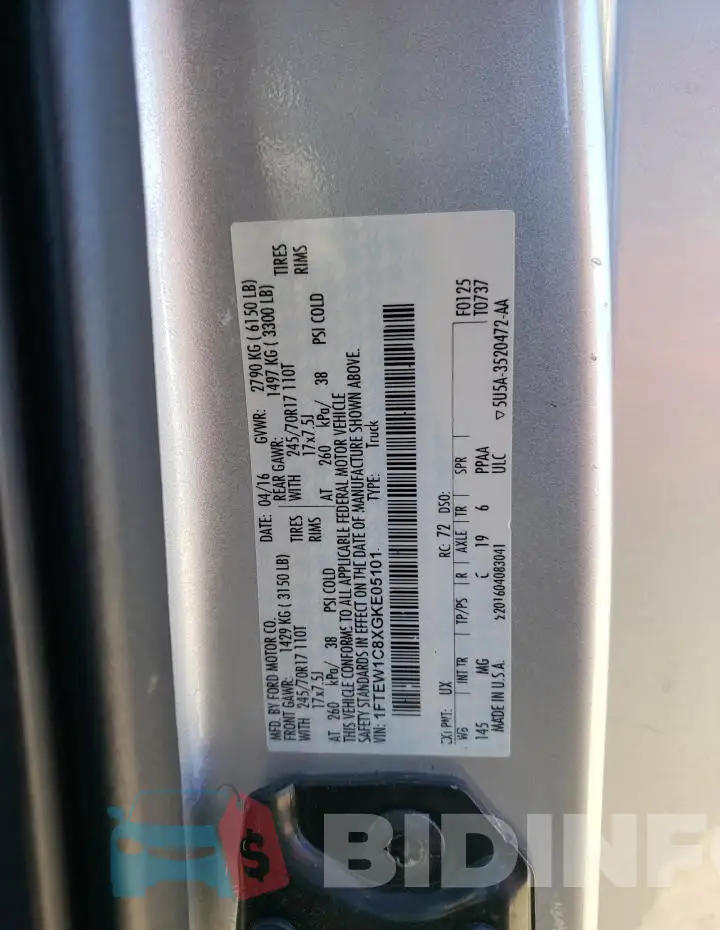 1FTEW1C8XGKE05101 Photo# 12