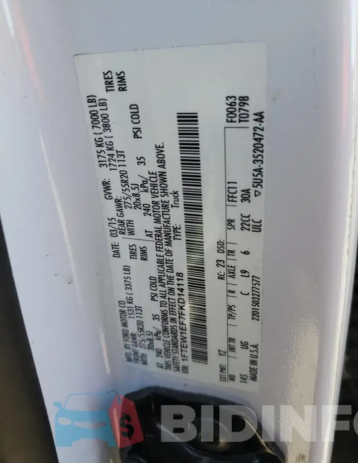 1FTEW1EF7FKD14118 Photo# 12