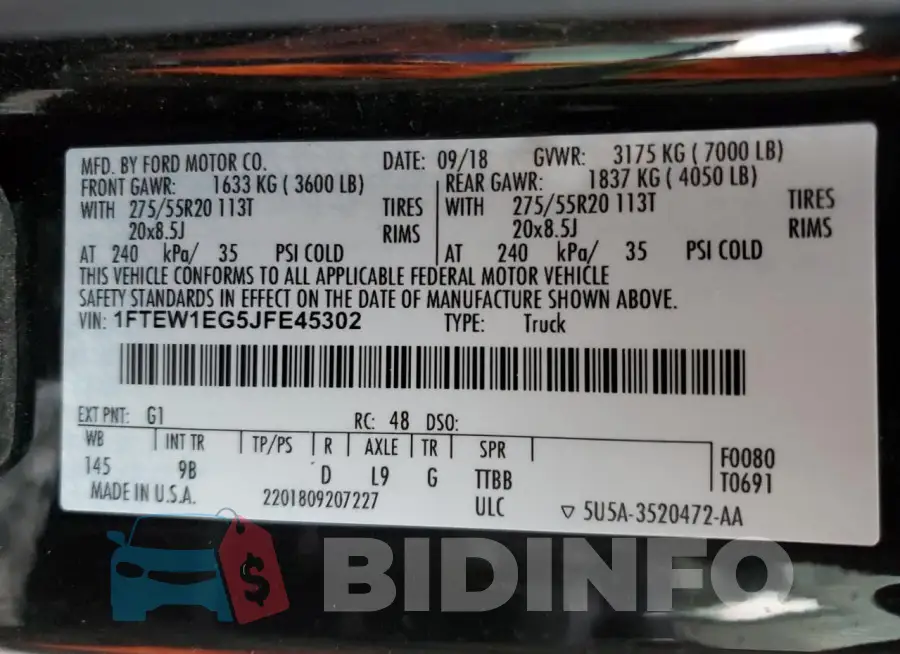 1FTEW1EG5JFE45302 Photo# 12