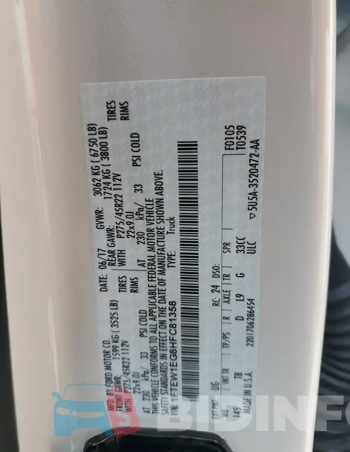 1FTEW1EG8HFC81358 Photo# 12