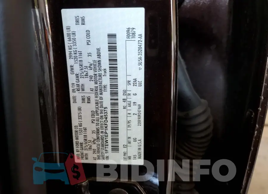 1FTEW1EP1KFD45375 Photo# 12