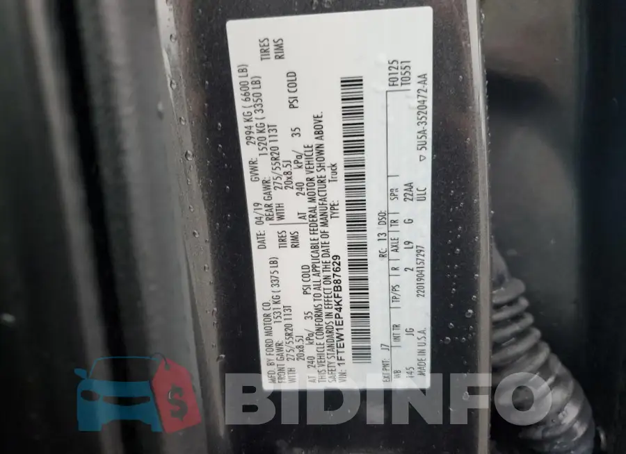 1FTEW1EP4KFB87629 Photo# 12