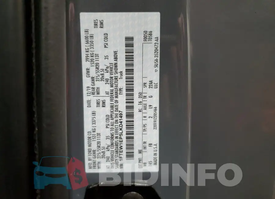 1FTEW1EP5LKD41497 Photo# 12