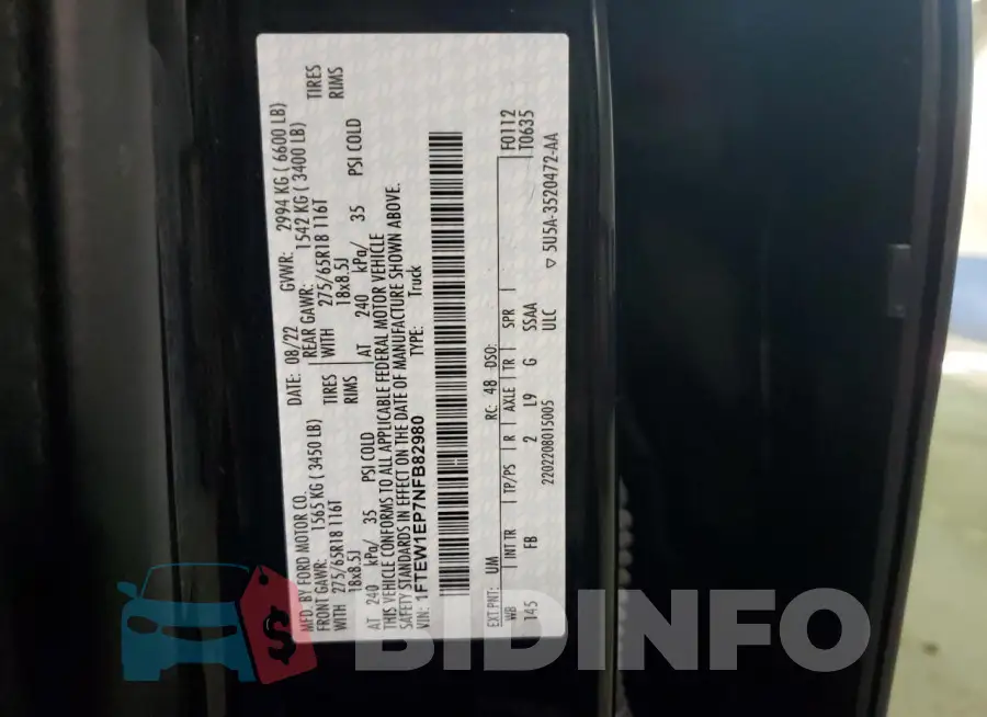 1FTEW1EP7NFB82980 Photo# 12