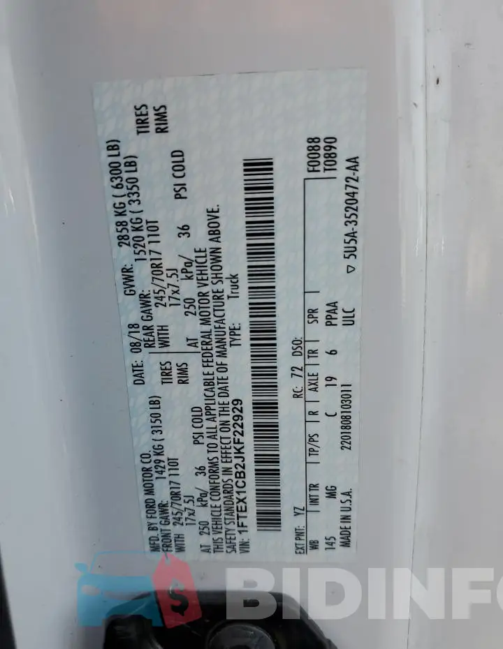 1FTEX1CB2JKF22929 Photo# 12