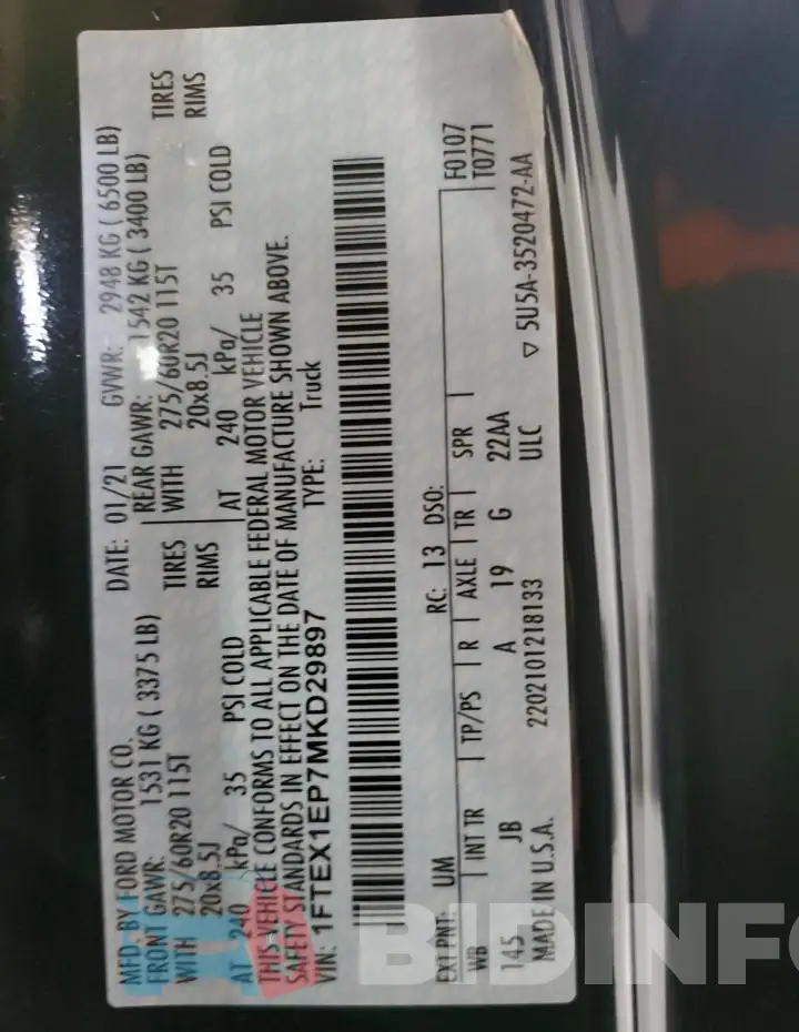 1FTEX1EP7MKD29897 Photo# 12