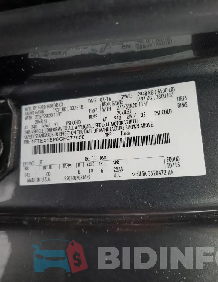 1FTEX1EP8GFC77550 Photo# 12