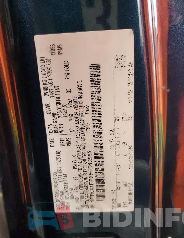 1FTEX1EPXFFD12085 Photo# 12