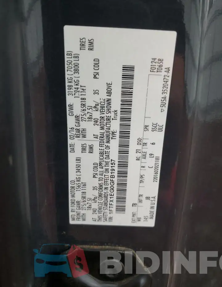 1FTFX1EG0GFB19157 Photo# 12