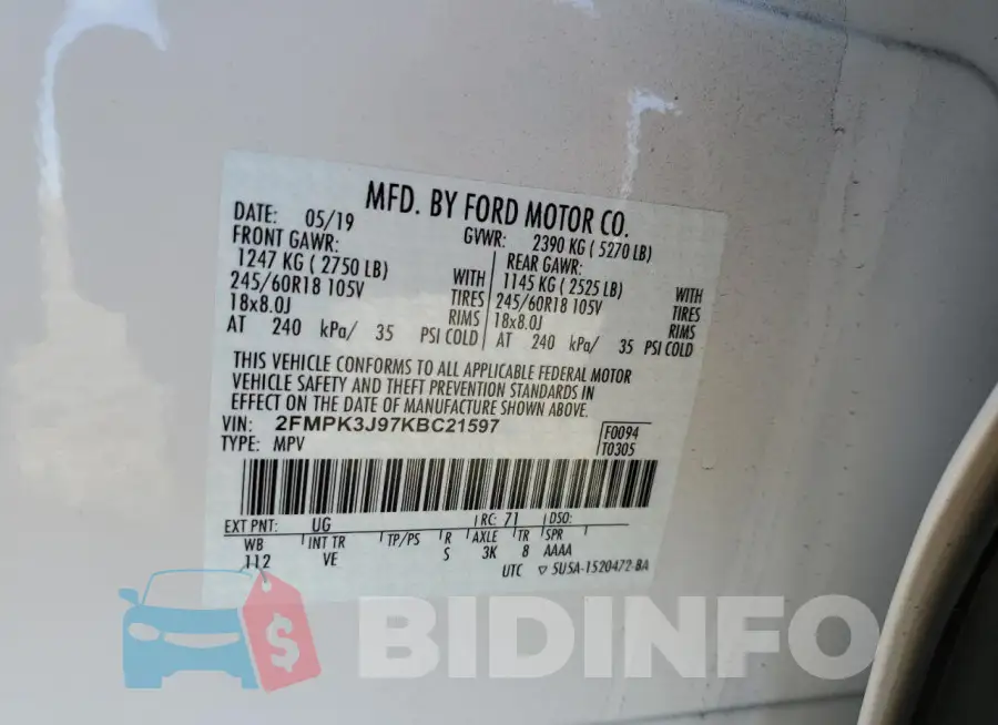 2FMPK3J97KBC21597 Photo# 12
