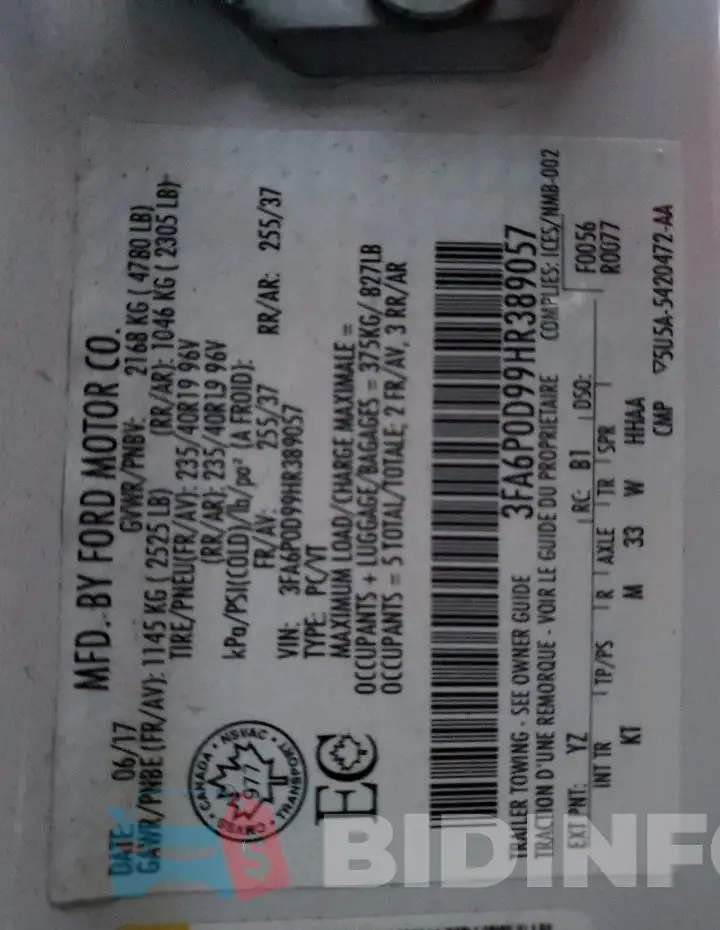 3FA6P0D99HR389057 Photo# 12