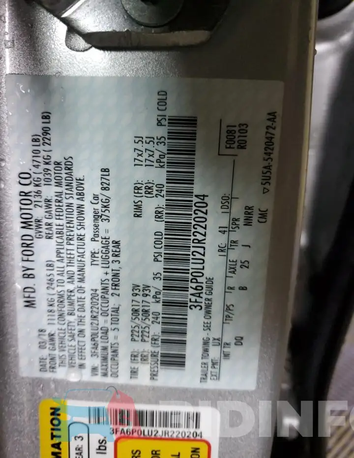 3FA6P0LU2JR220204 Photo# 12