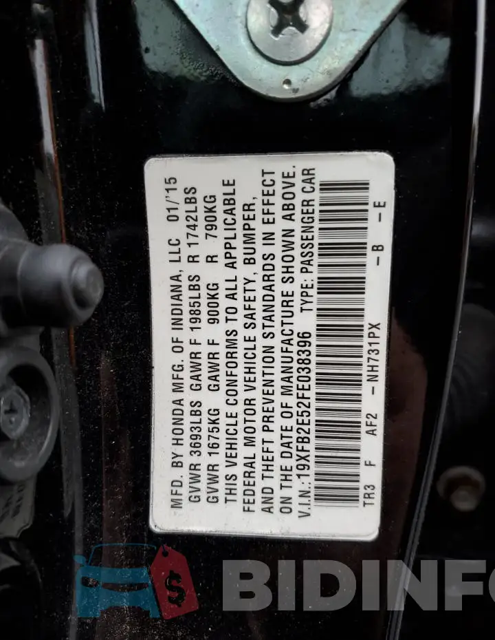 19XFB2E52FE038396 Photo# 12