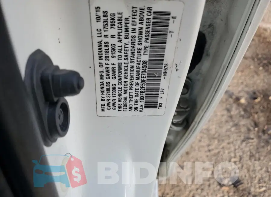 19XFB2F50FE704508 Photo# 13