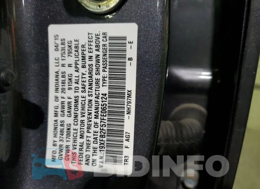 19XFB2F57FE065124 Photo# 12
