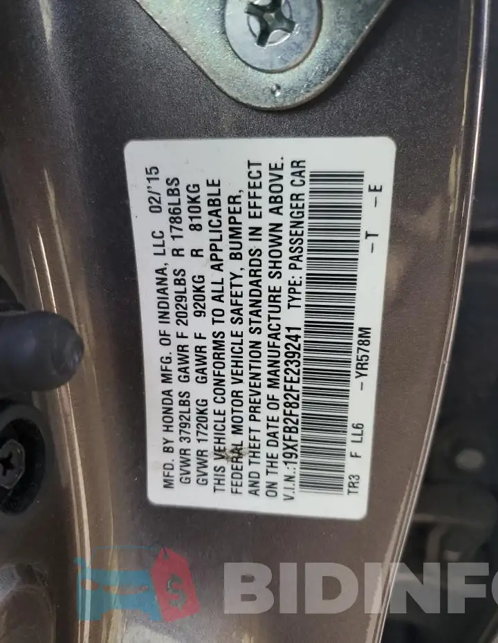19XFB2F82FE239241 Photo# 12