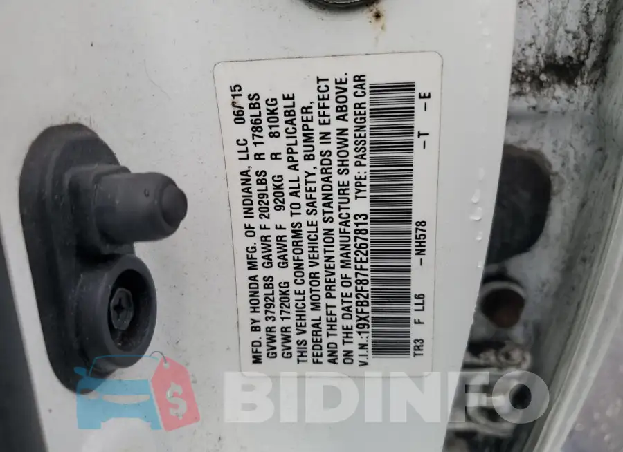 19XFB2F87FE267813 Photo# 12