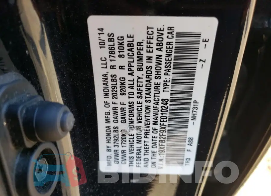 19XFB2F9XFE010248 Photo# 12