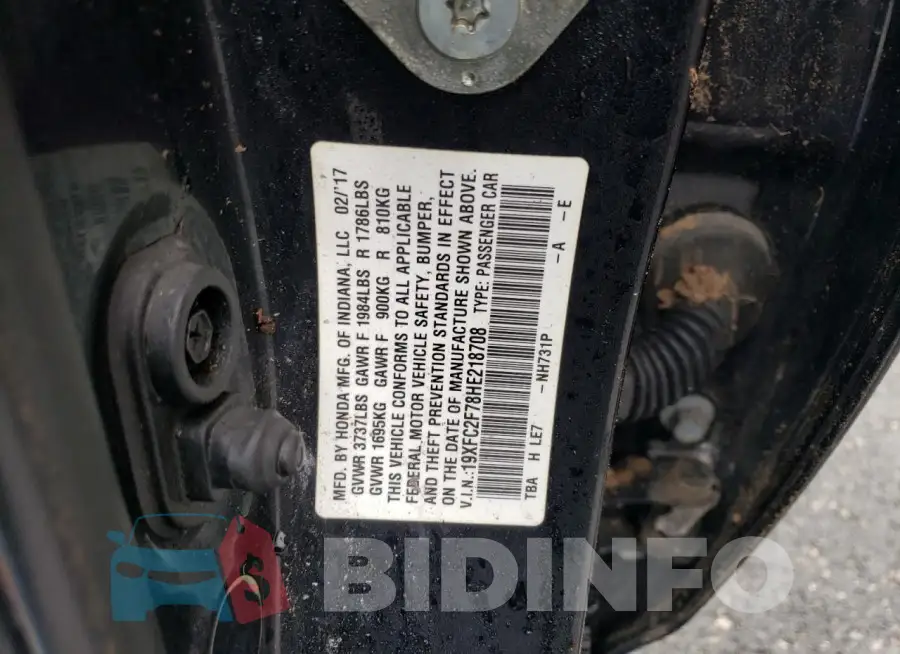 19XFC2F78HE218708 Photo# 12