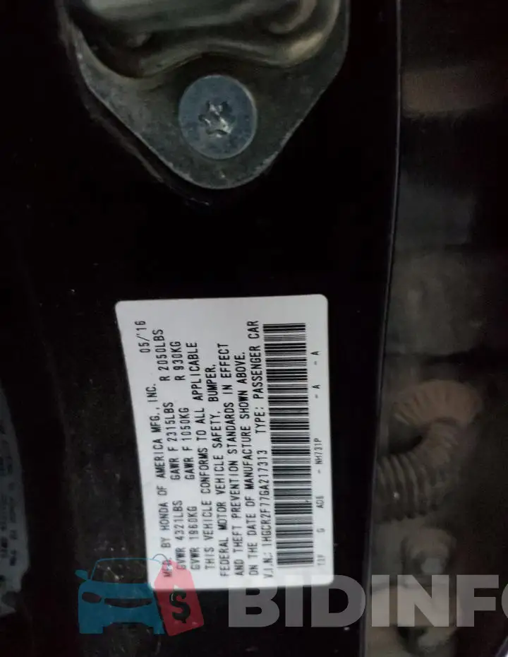 1HGCR2F77GA217313 Photo# 12