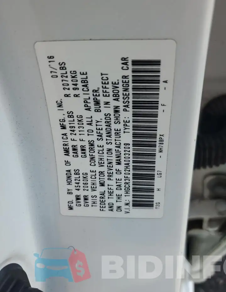 1HGCR3F02HA003209 Photo# 12