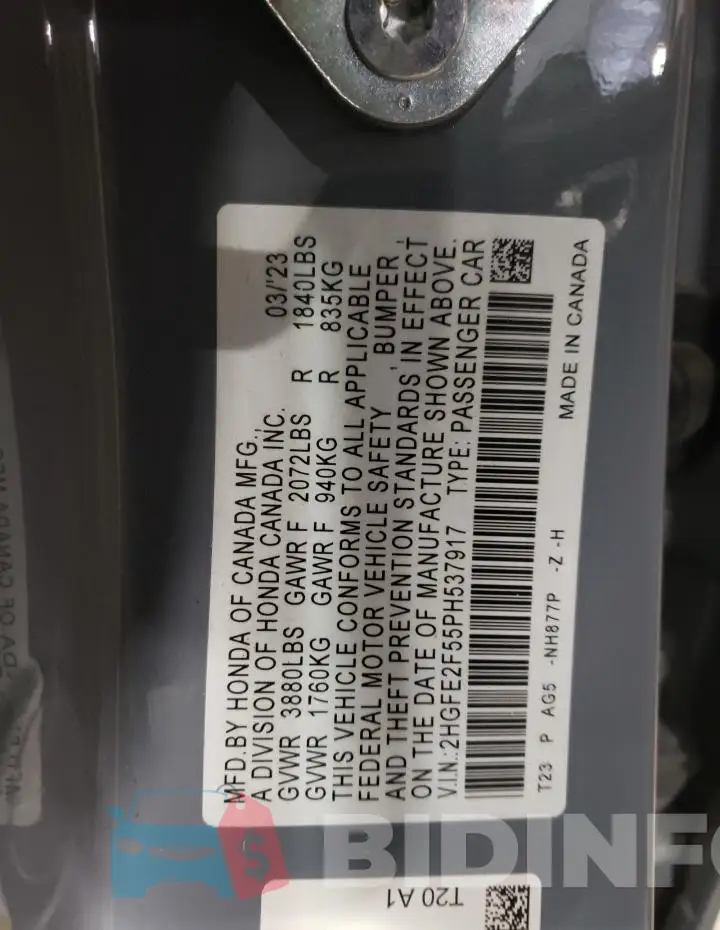 2HGFE2F55PH537917 Photo# 12
