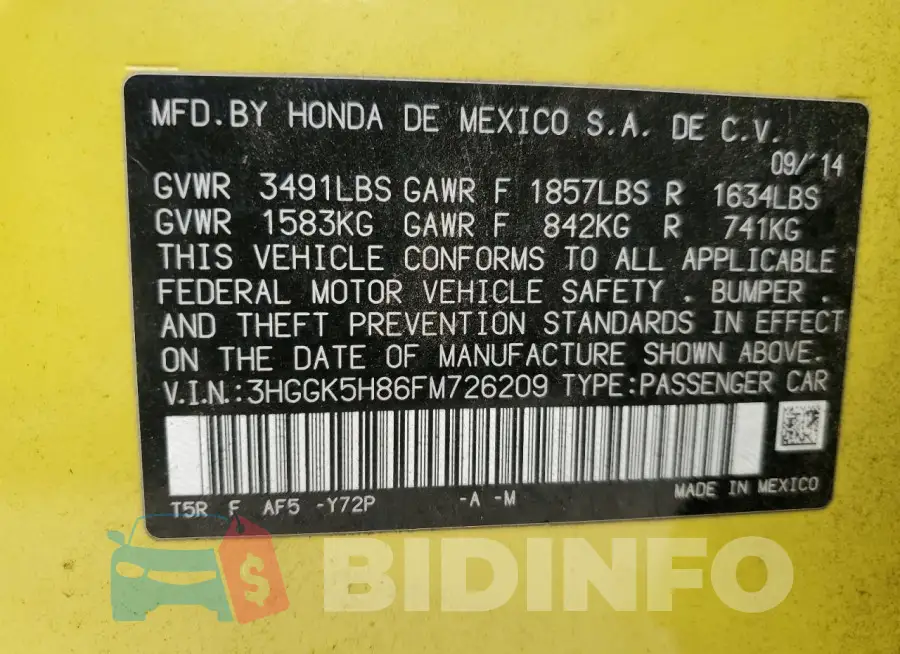 3HGGK5H86FM726209 Photo# 12