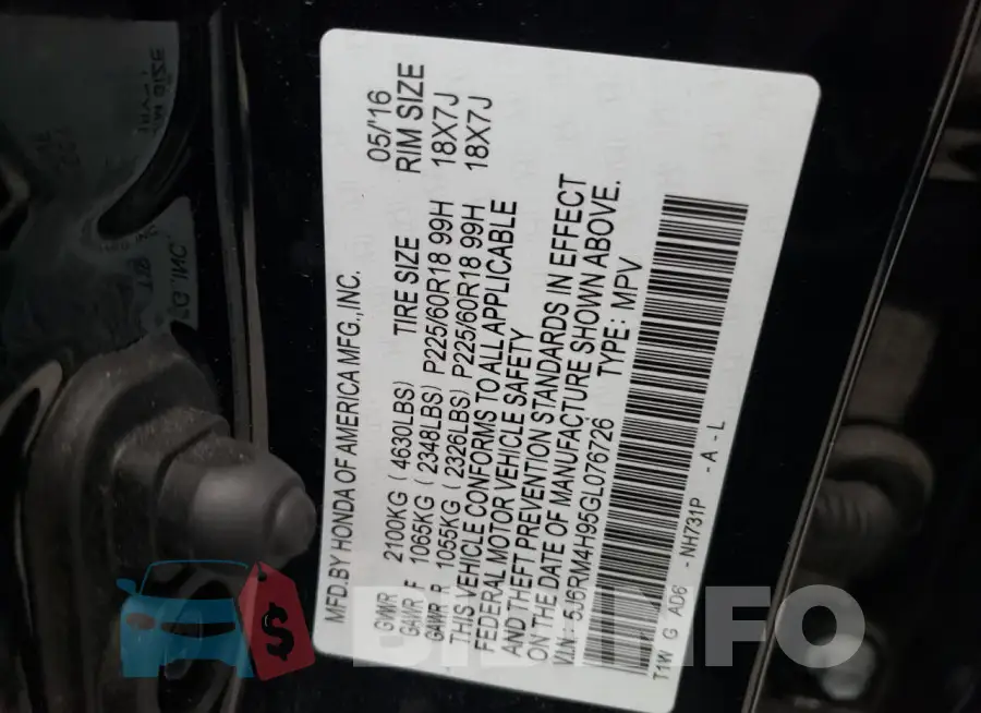 5J6RM4H95GL076726 Photo# 12