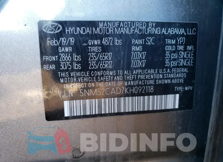 5NMS2CAD7KH092118 Photo# 13