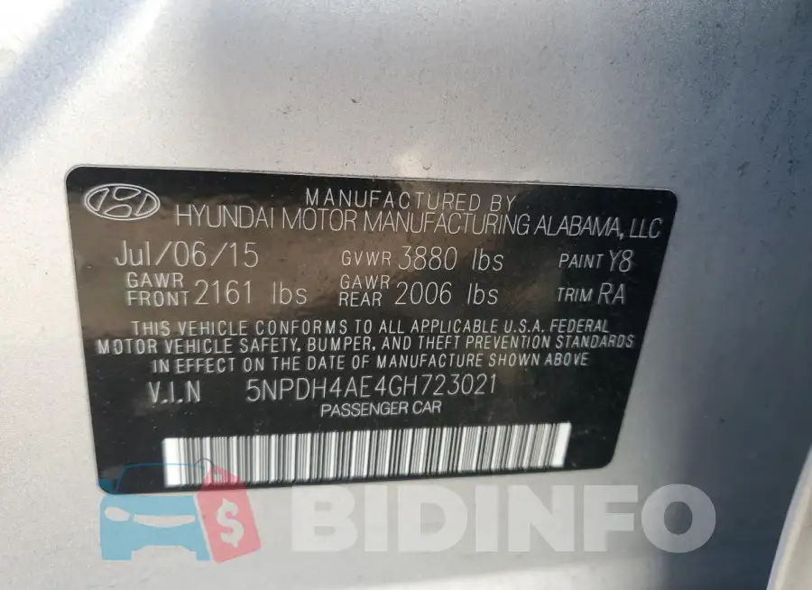 5NPDH4AE4GH723021 Photo# 12