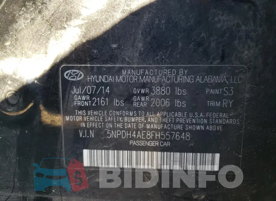 5NPDH4AE8FH557648 Photo# 13