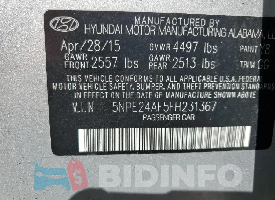 5NPE24AF5FH231367 Photo# 12