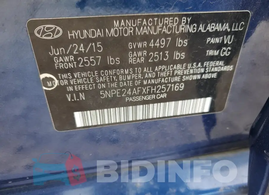 5NPE24AFXFH257169 Photo# 13