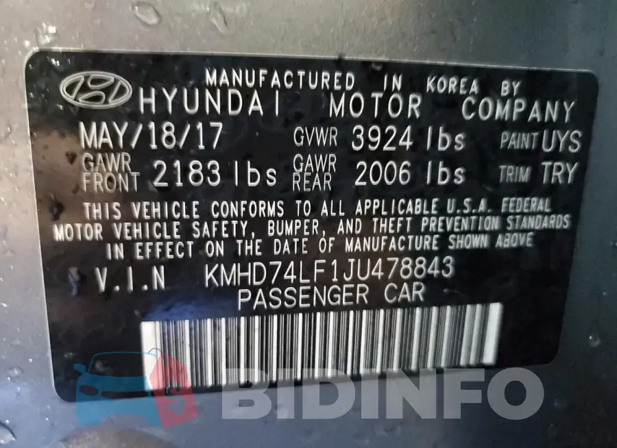 KMHD74LF1JU478843 Photo# 12