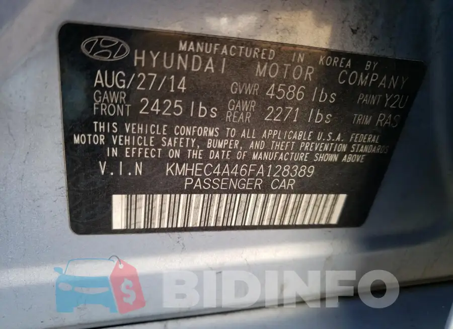 KMHEC4A46FA128389 Photo# 13