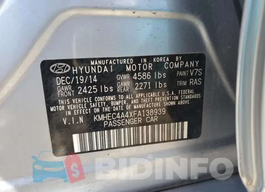 KMHEC4A4XFA138939 Photo# 12