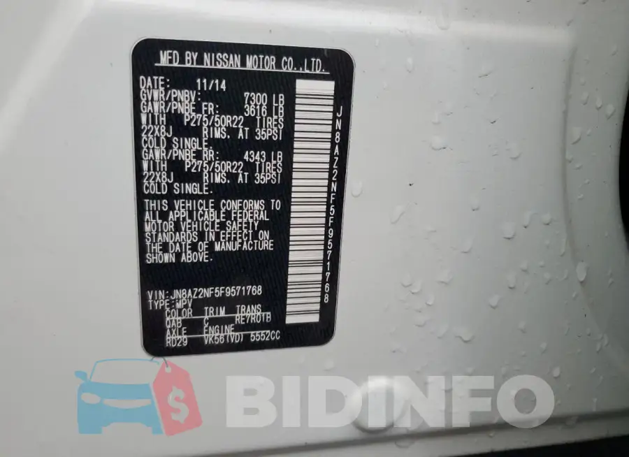 JN8AZ2NF5F9571768 Photo# 13