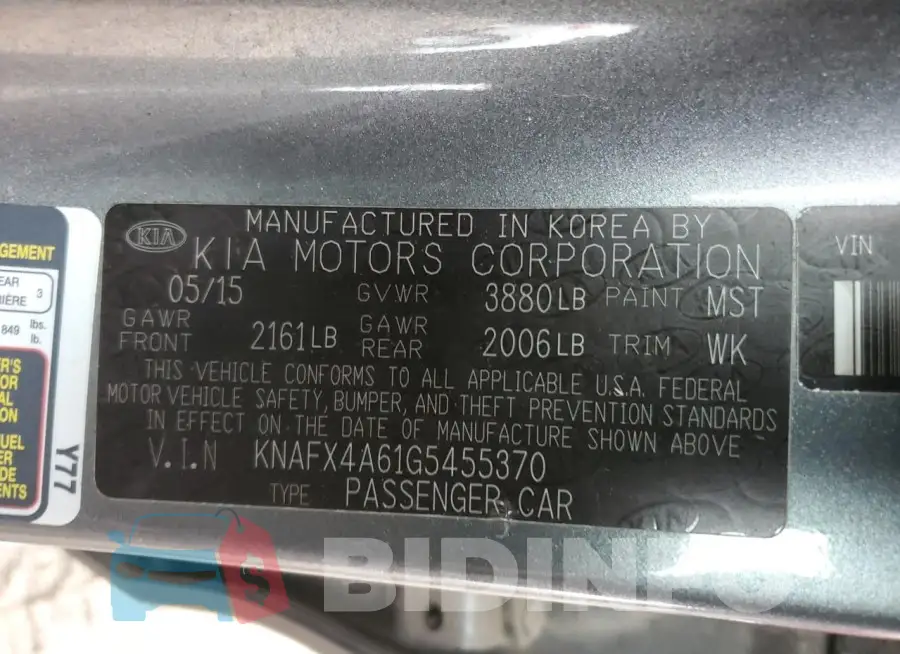 KNAFX4A61G5455370 Photo# 13