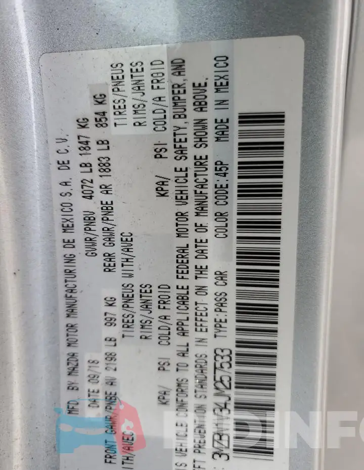 3MZBN1V34JM257533 Photo# 12