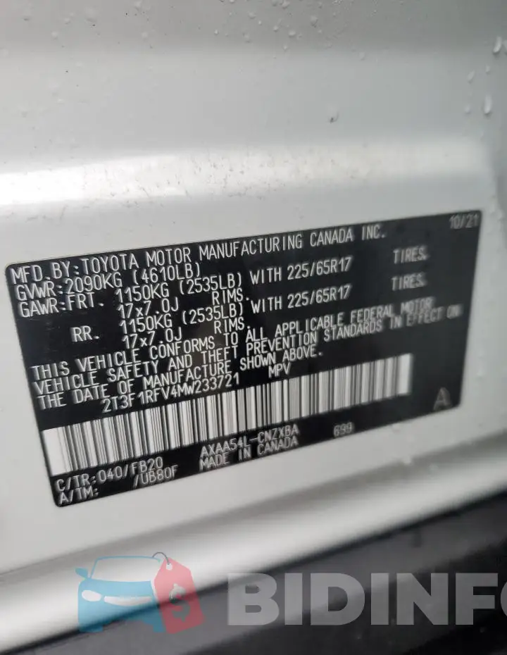2T3F1RFV4MW233721 Photo# 12