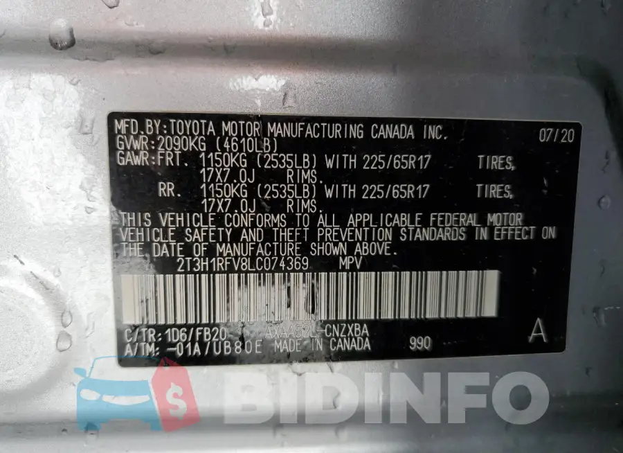2T3H1RFV8LC074369 Photo# 14