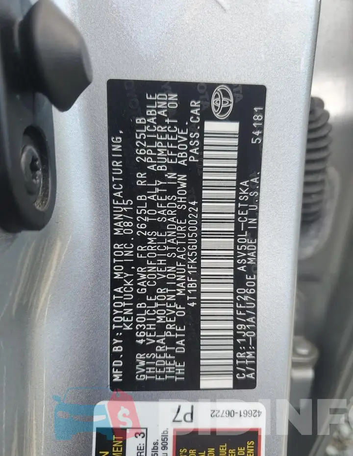4T1BF1FK5GU500224 Photo# 12