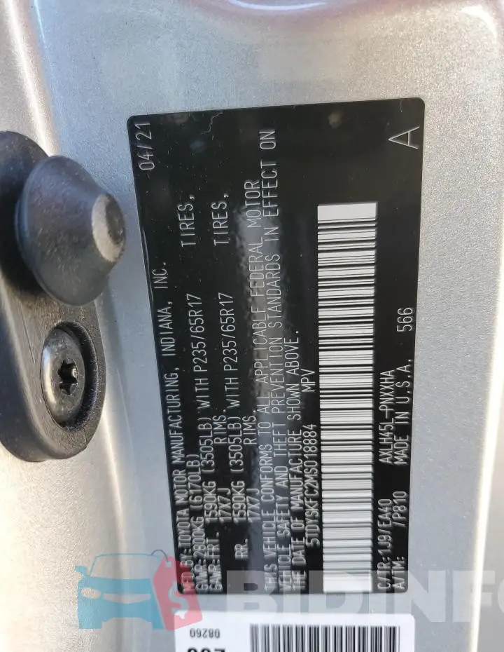 5TDYSKFC2MS018884 Photo# 14