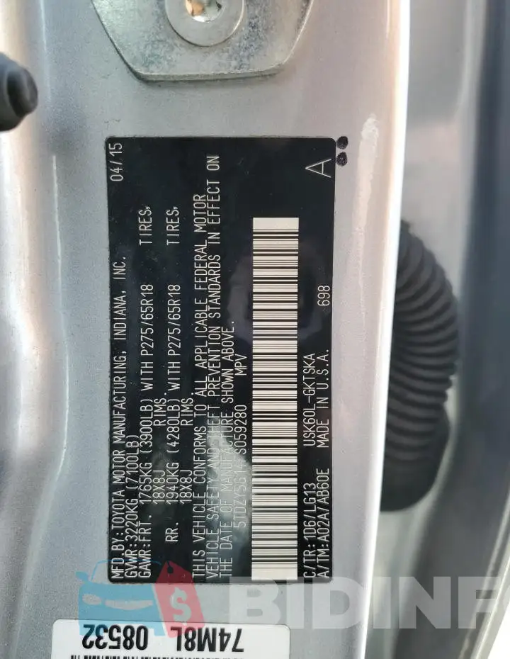5TDZY5G14FS059280 Photo# 14