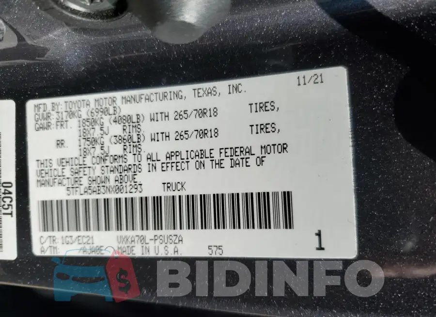 5TFLA5AB3NX001293 Photo# 12