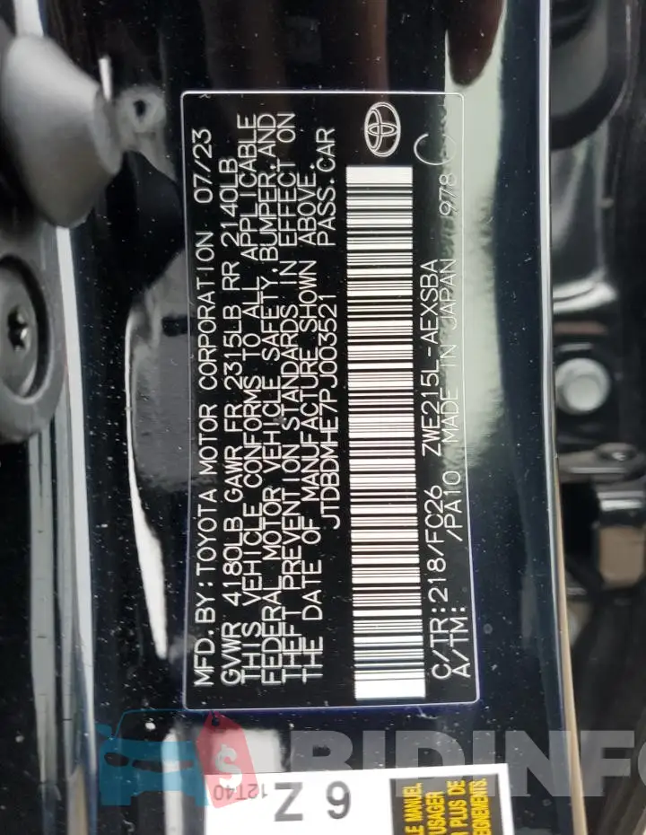 JTDBDMHE7PJ003521 Photo# 12