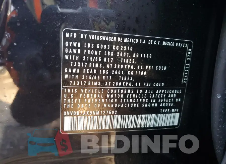 3VV0B7AX9NM127592 Photo# 12
