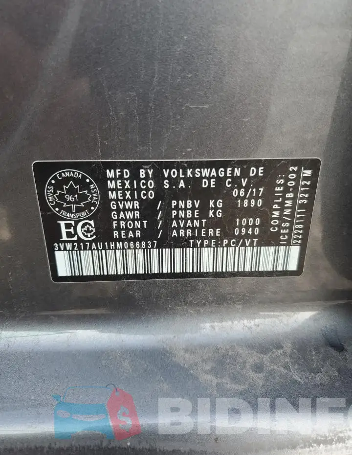 3VW217AU1HM066837 Photo# 13